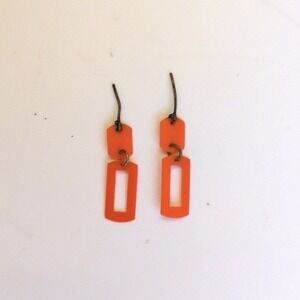 Vtg 60s Barbie Zokko! #1820 Orange Rectangular Drop Earrings HTF GUC